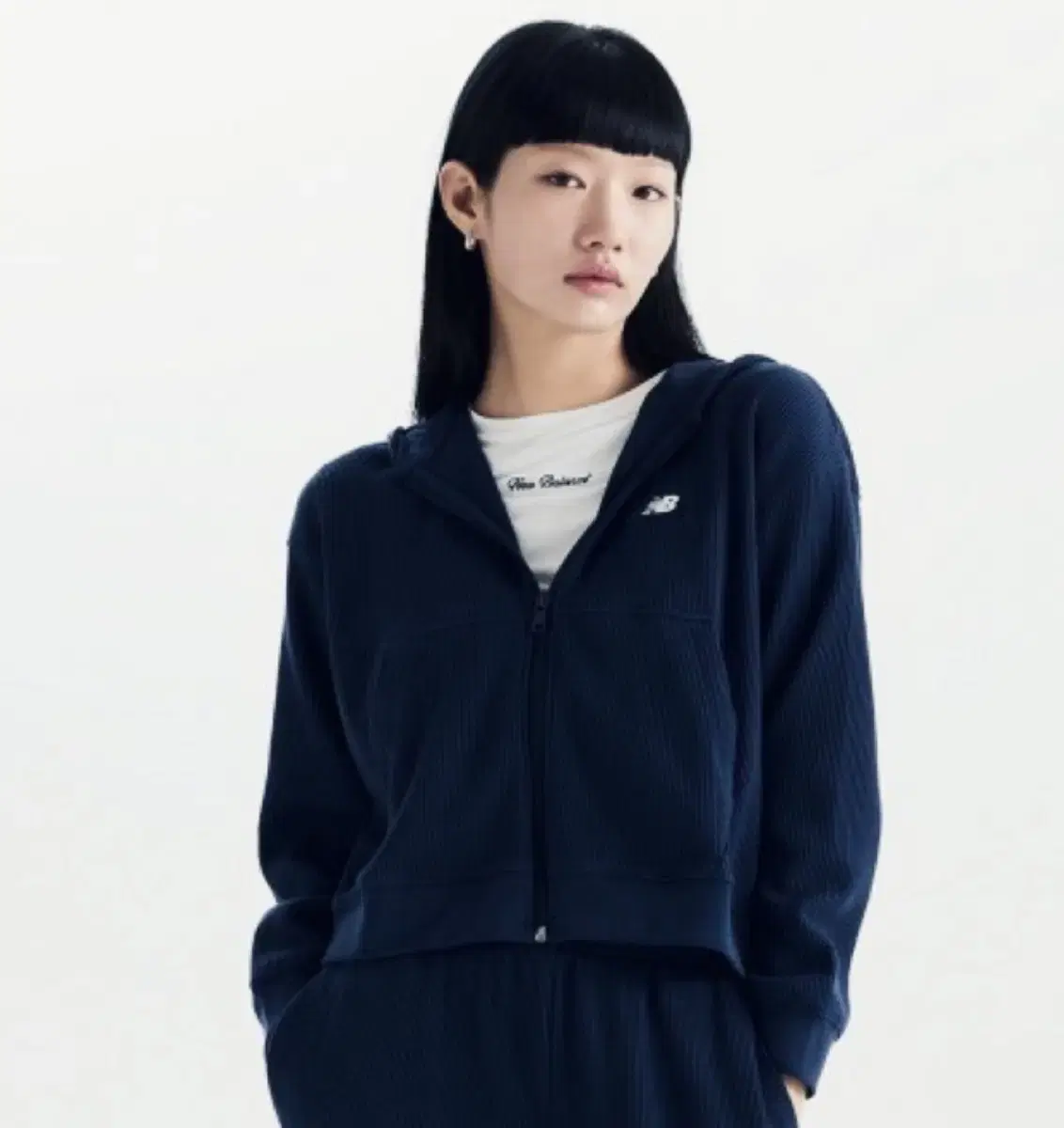 New Balance Crop Navy Hoodie Zip Up