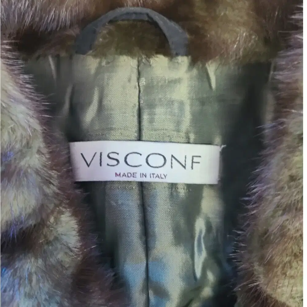 VISCONP(MADE IN ITALY 정품)천연밍크배색 롱패딩코트 모피