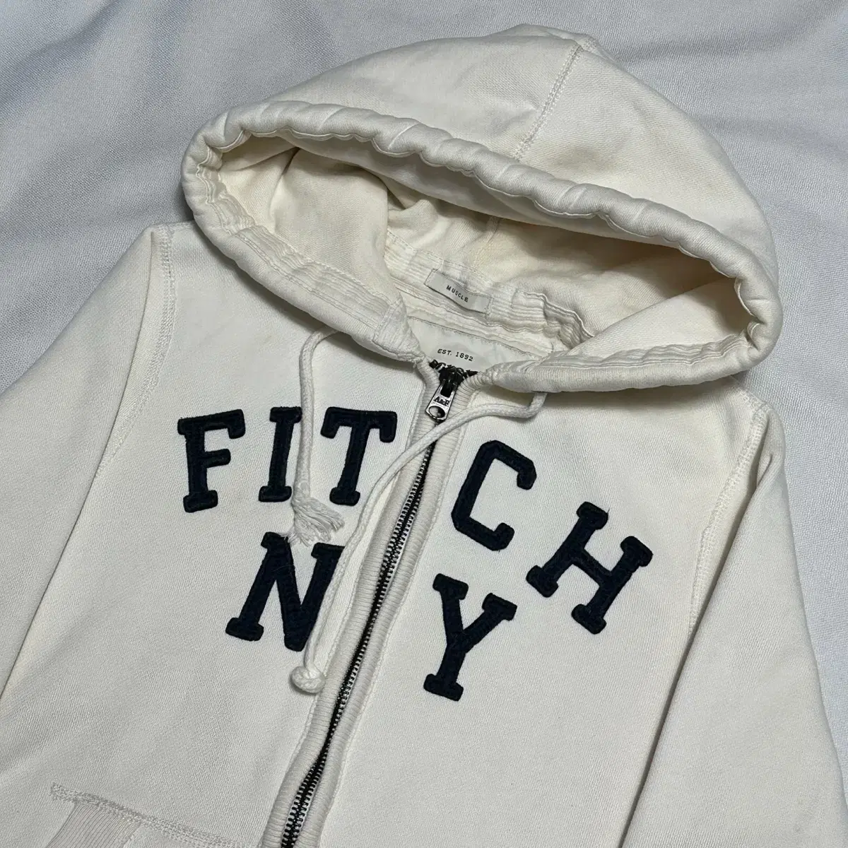 XL Abercrombie & Fitch White Hooded Zip-Up