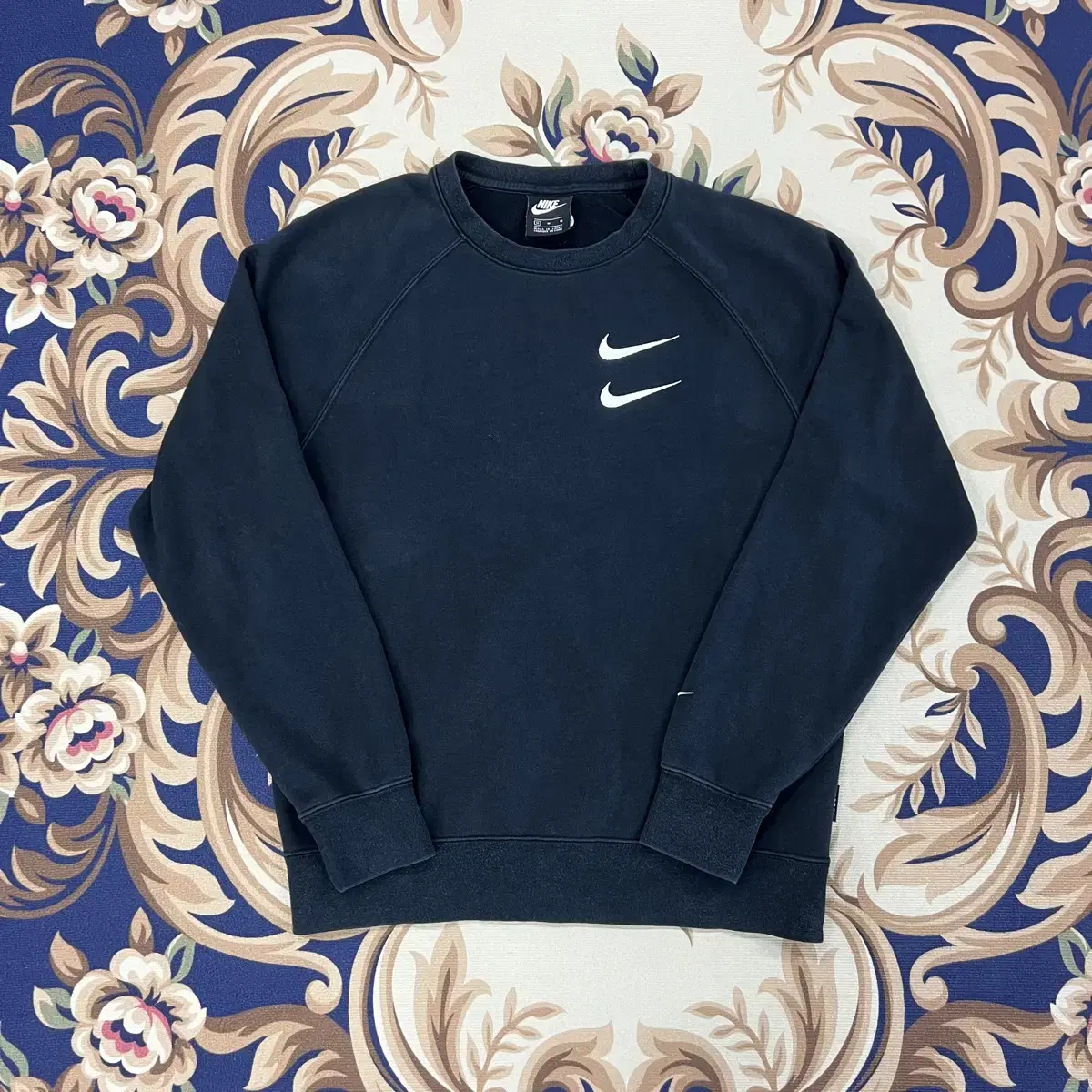 (M) Nike Double Swoosh Big Logo Man to Man (Black)