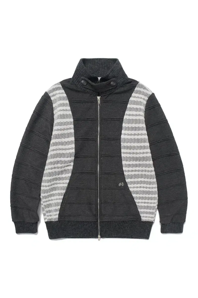 허그유어 스킨 Flat Knitted Zip-Up (Charcoal)