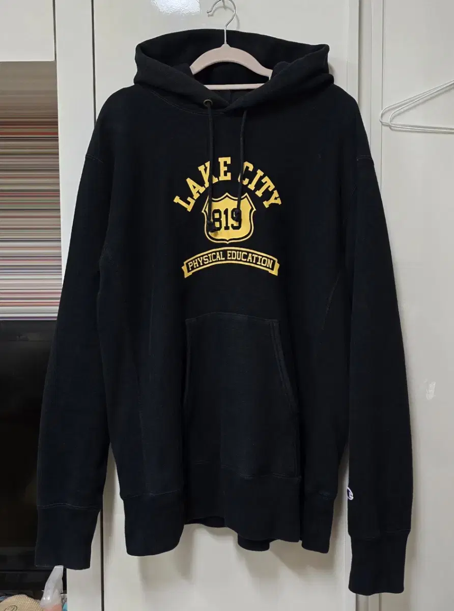 [XXL] CHAMPION Bloo Tack Reverse Weave Black Hoodie