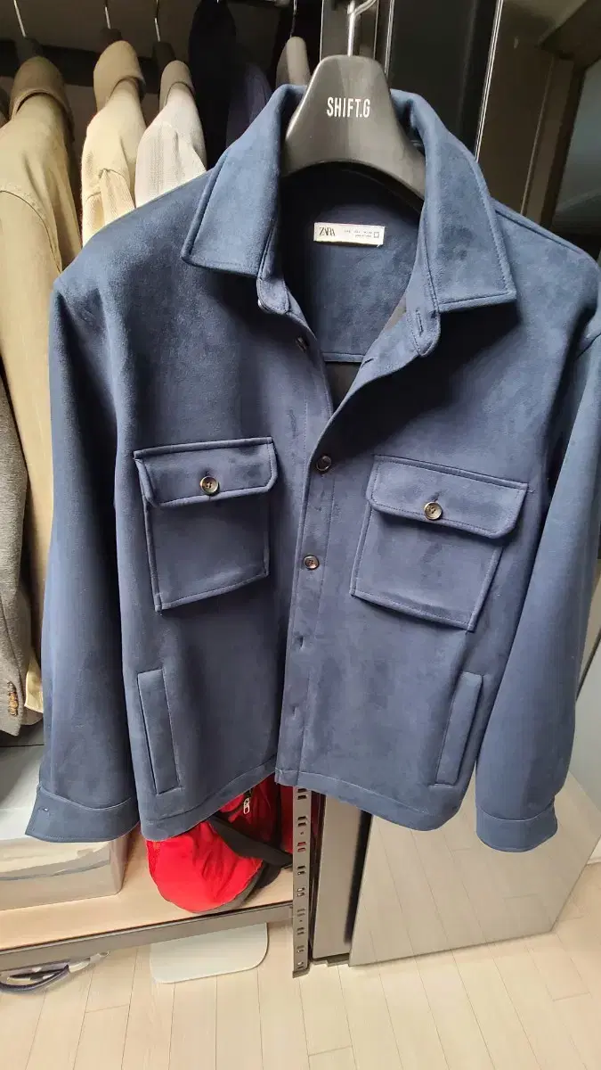 Zara Faux suede shirt jacket navy XL