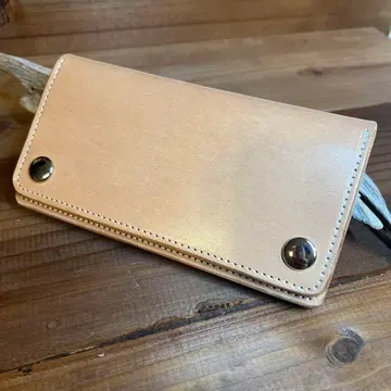 [트래커 월렛 롱 2 층] 내추럴 천연 가죽 핸드메이드