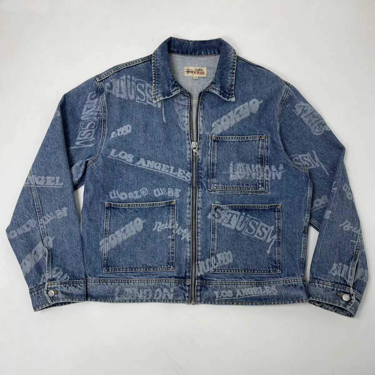 STUSSY Stussy Worldwide Zip Work Denim Jacket Stone Wash