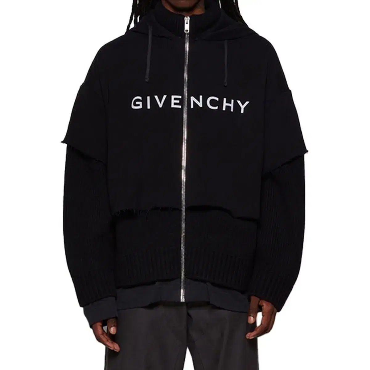 [L] givenchy 지방시 23s/s 레이어드 후드 집업 블랙