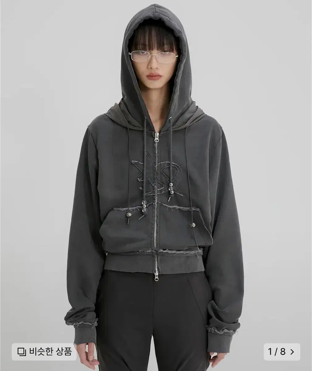 플레어업 Layered Zip Hoodie (Charcoal)