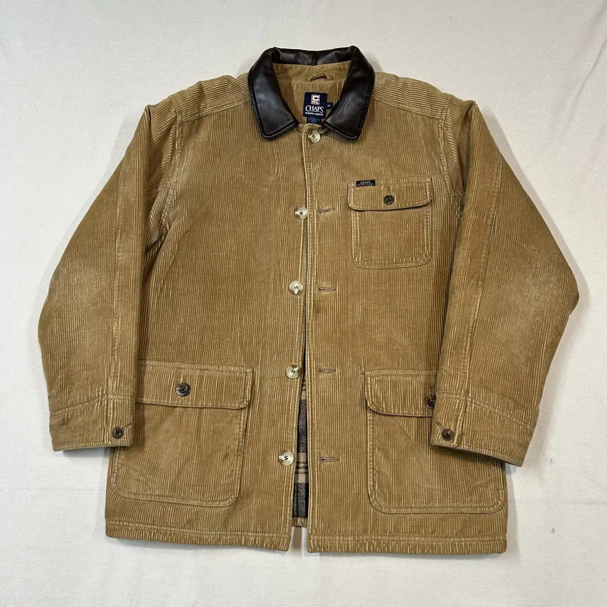 M) Chaps Ralph Lauren Polo leather kara corduroy jacket