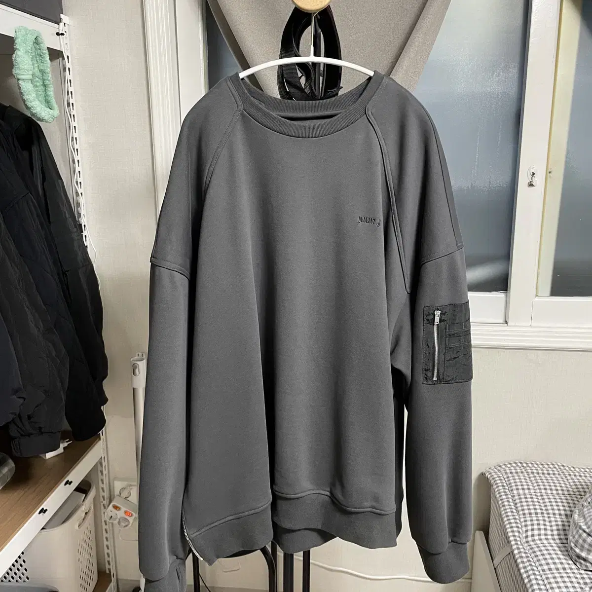 Junji 24ss Shoulder patchwork menswear gray L