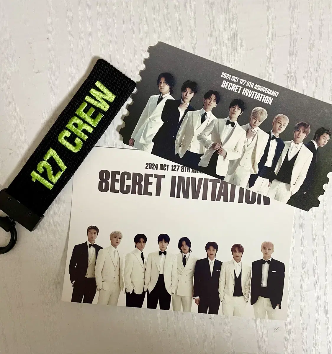 NCT 127 8th Anniversary fanmeeting Entrance Gift keyring Strap photocard jaehyun doyoung Jungwoo