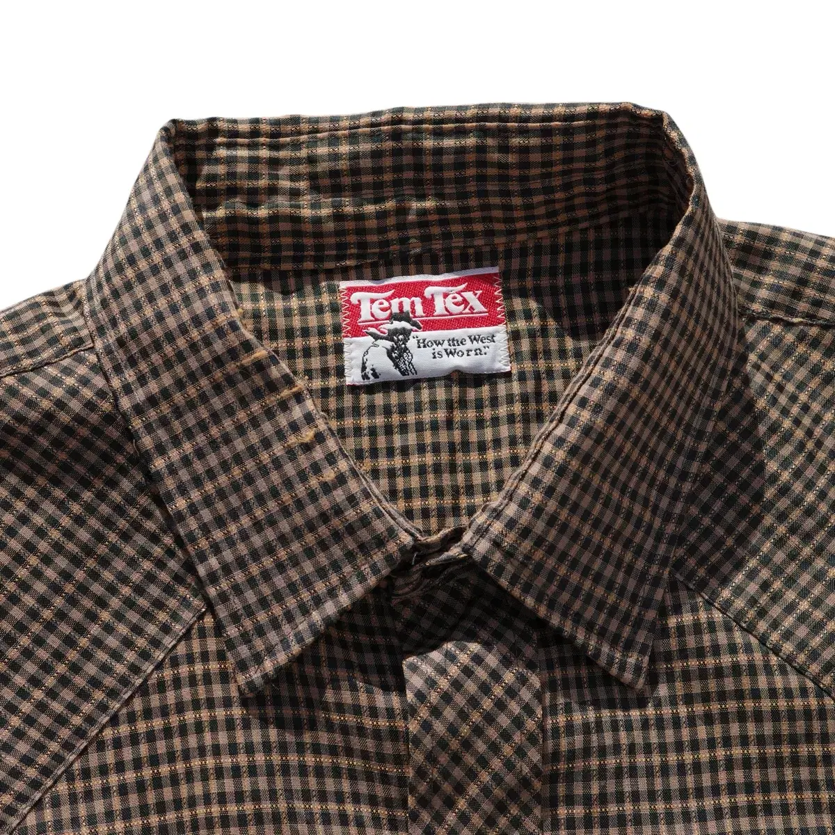 70s tem-tex check poly western shirts