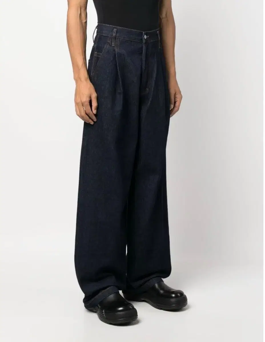 Dries Van Noten High Waist Pin Tuck Denim Pants