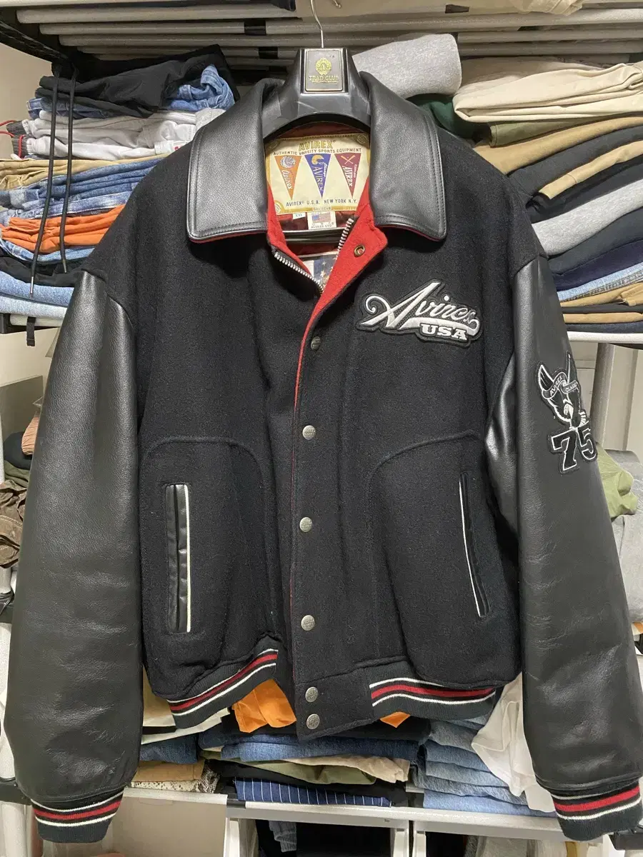 AVIREX AVIREX Wool and Leather Stadium Jacket 2XL