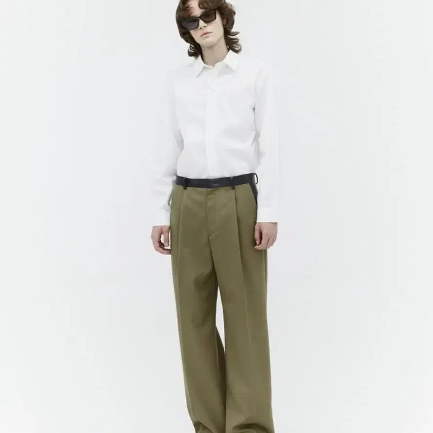 라벨아카이브 leather paneled wide fit pants