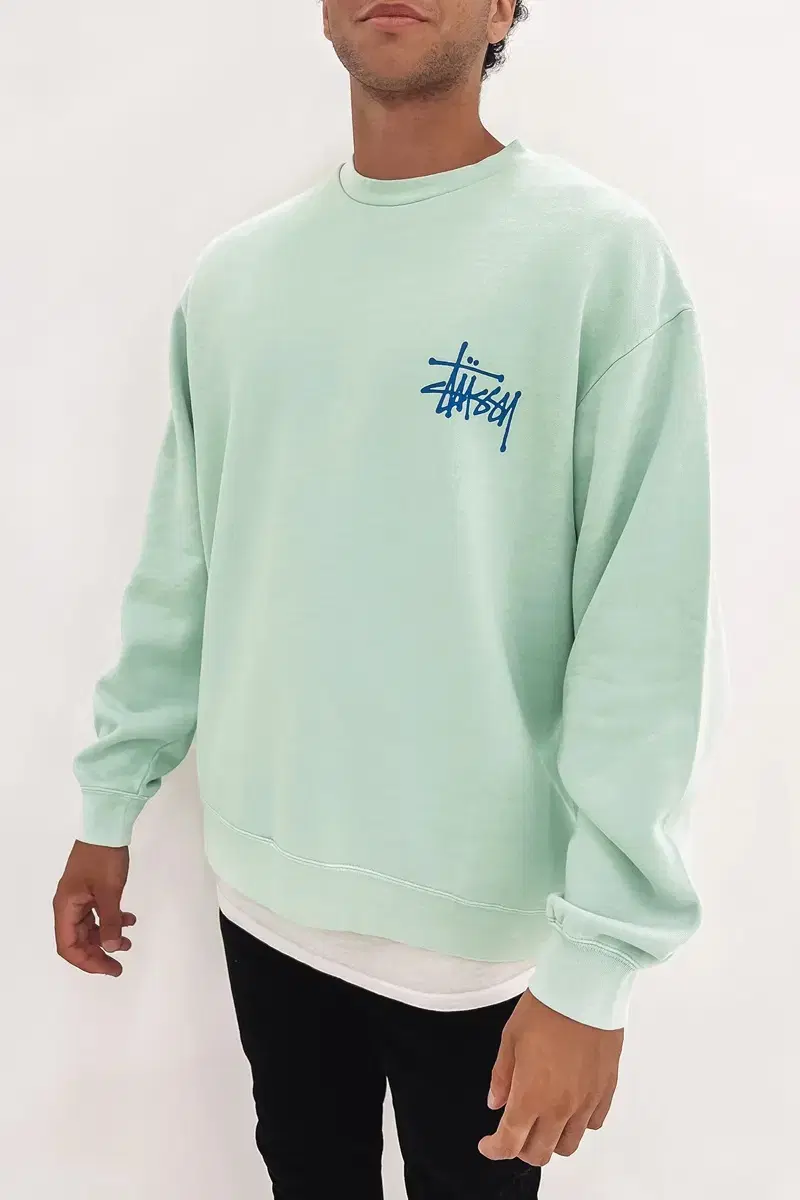 Stussy Man-to-Man Washed Aqua Color Men's L