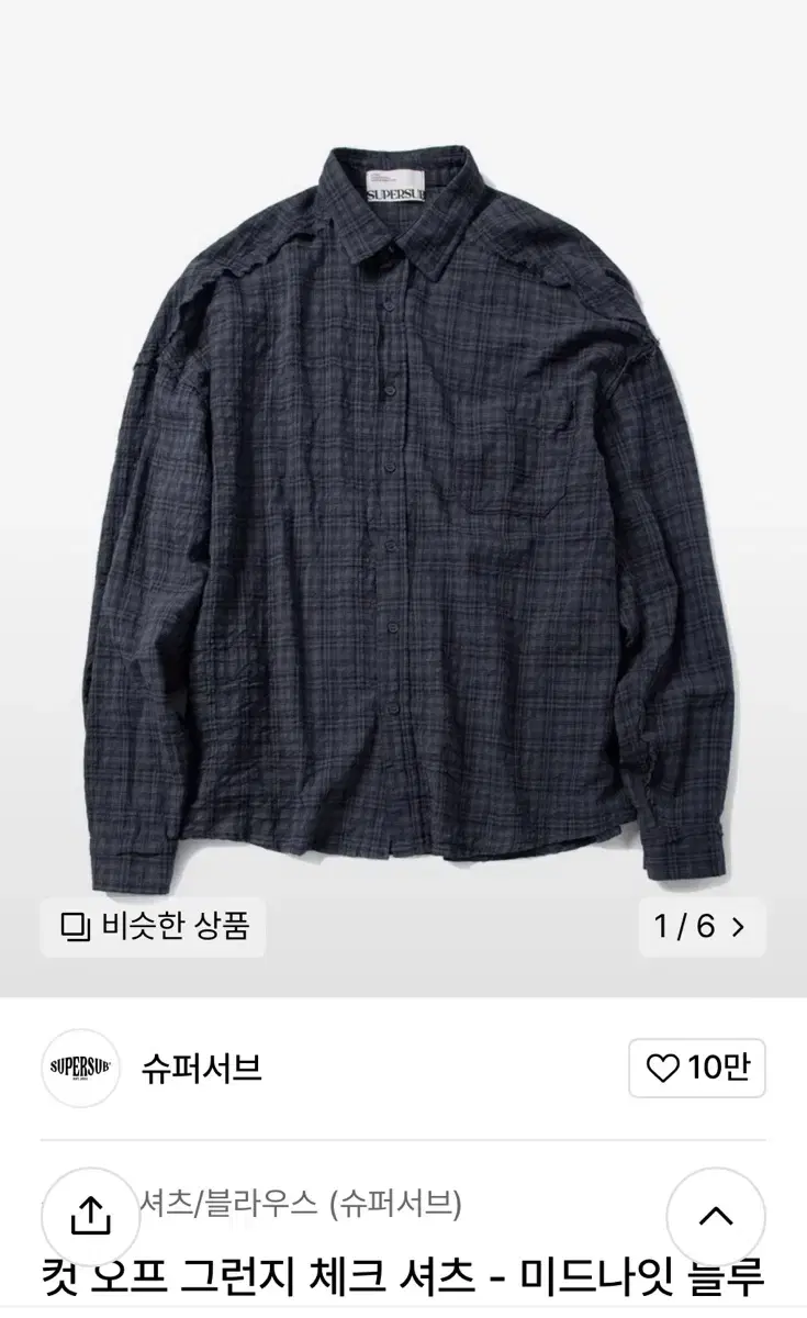 Supersub Cut Off Grunge Check Shirt Midnight Bloo M