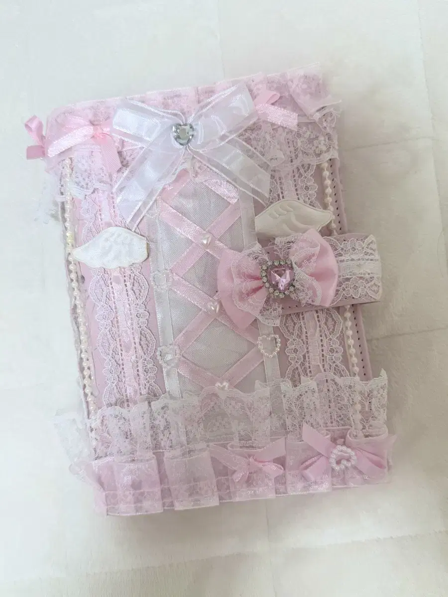 A6 pink lace macaron binder cover