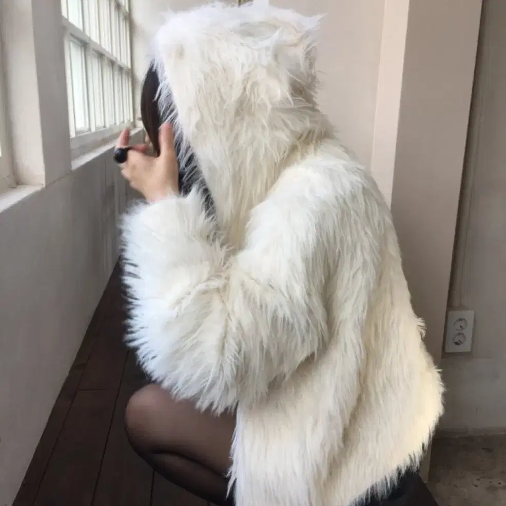 Here b4 hood fur cardigan (ivory) 퍼 가디아