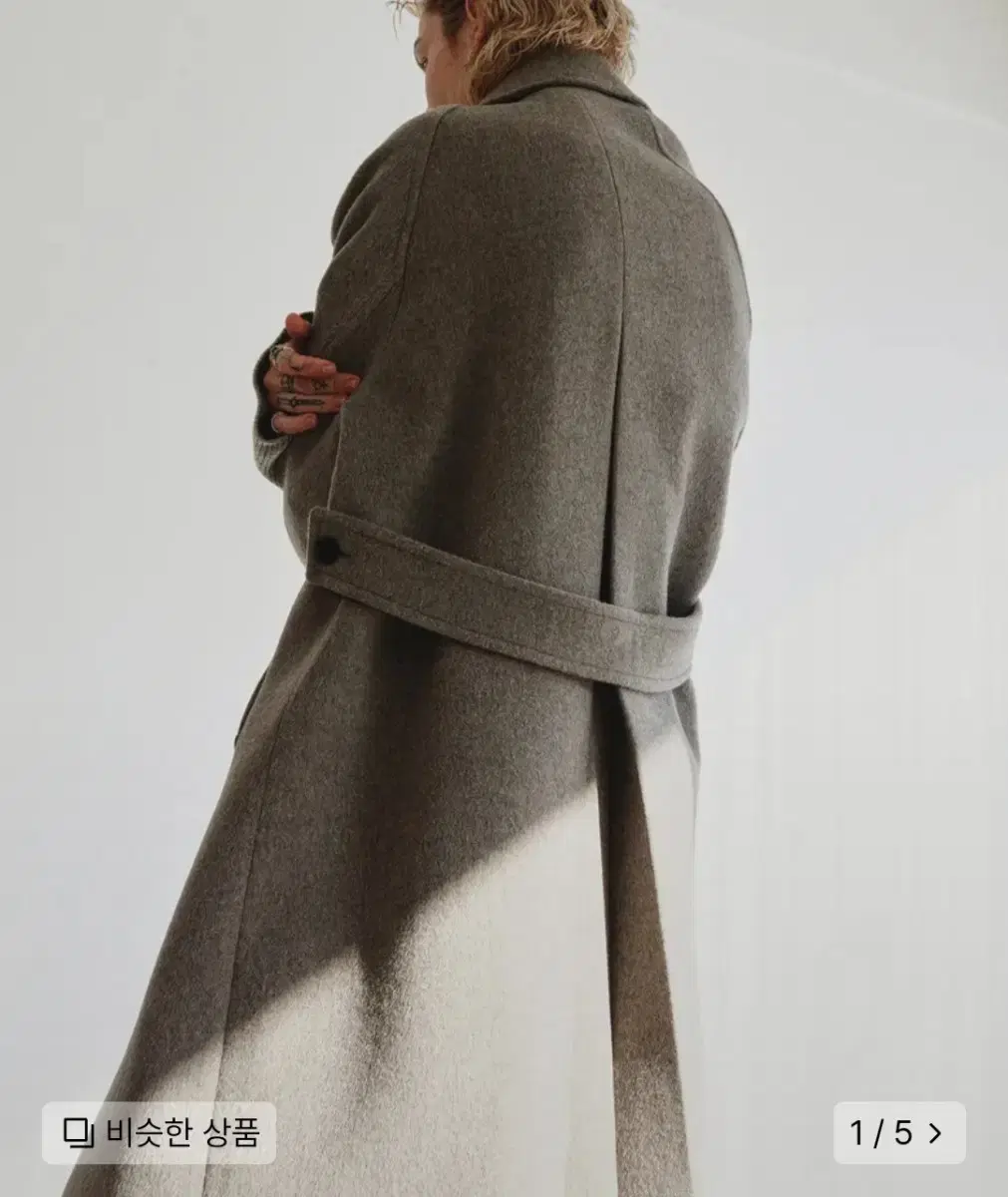 FirstFloor Soutien Collar Pleated Coat in Oatmeal Gray for $50