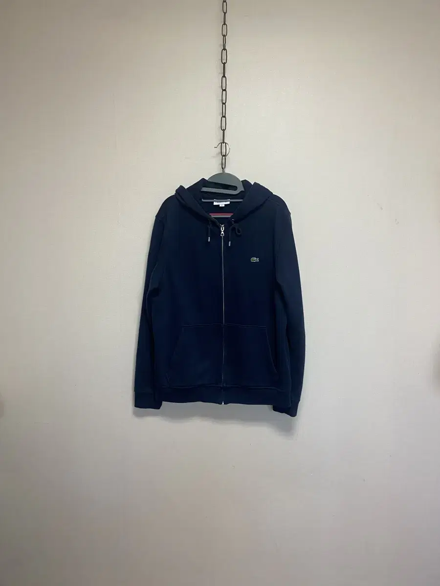 [Lacoste] Navy Hooded Zip-up Jacket (size L)