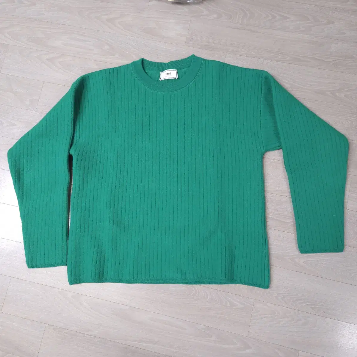 AMI Oversized Ribbed Crewneck Green M