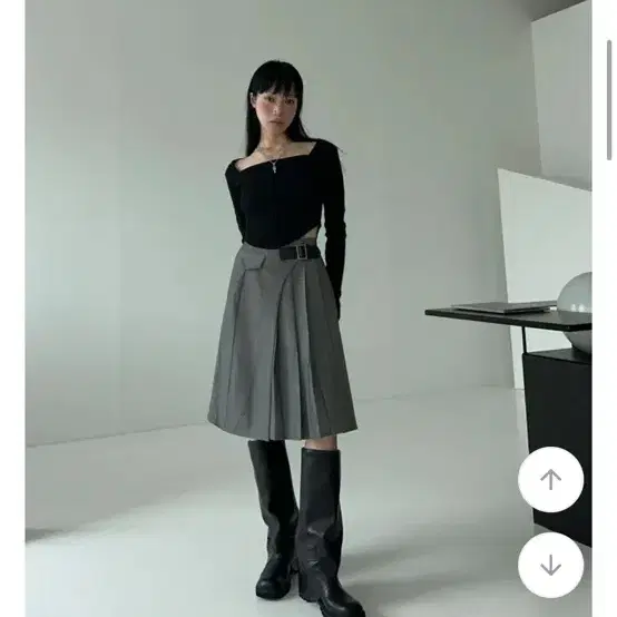 하프 벨트 스커트 Half pleats belt skirt