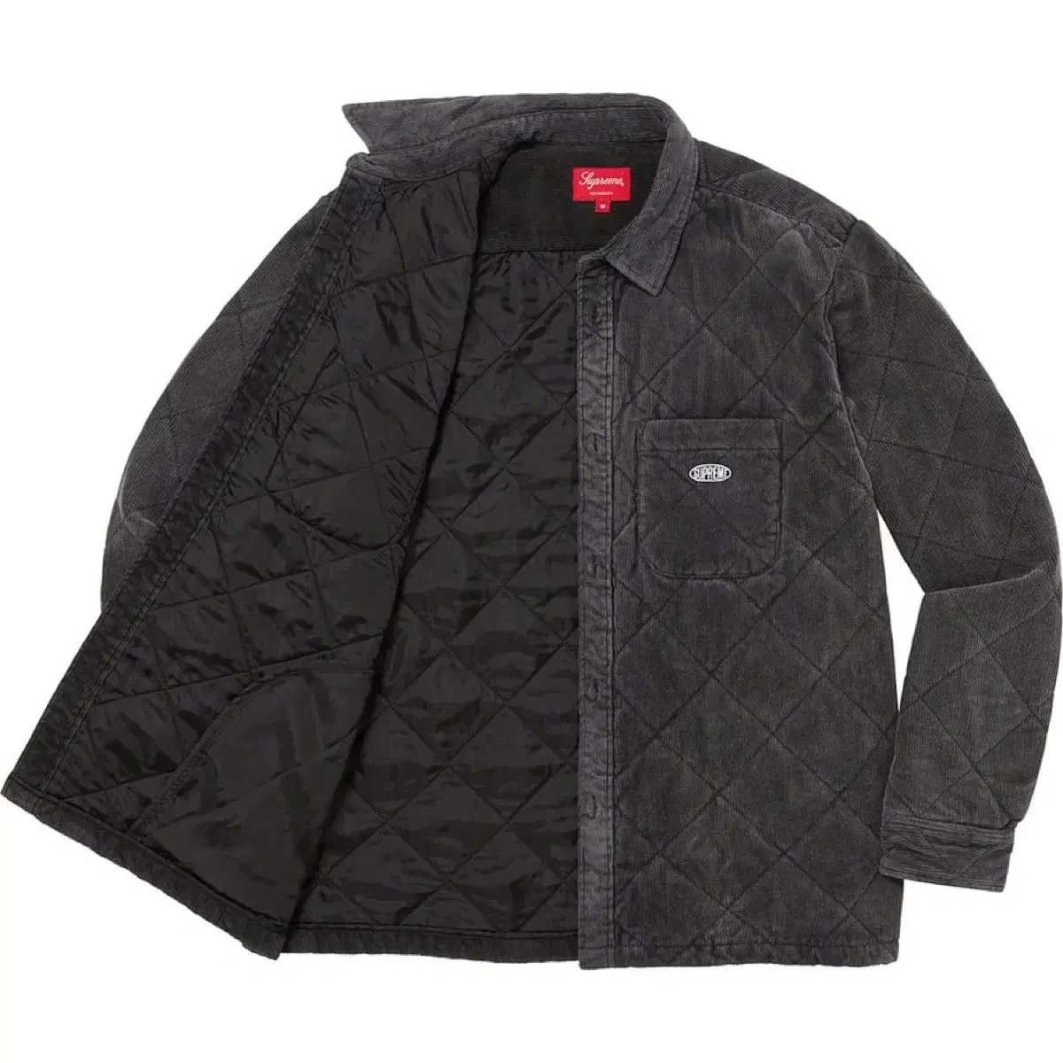 Supreme Corduroy Quilted Shirt Jacket Size Medium Black