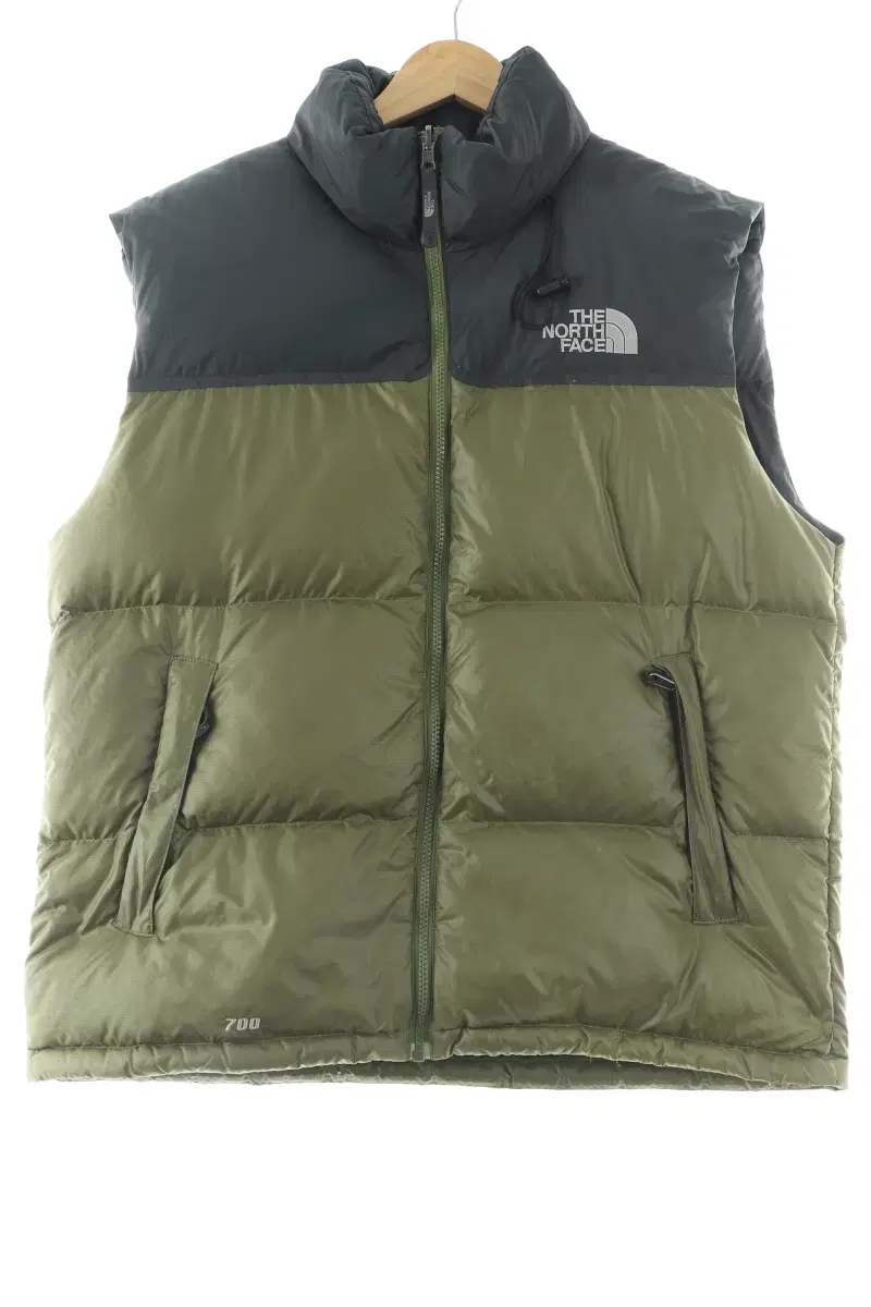 (L) The North Face Padded Jumper Jacket Olive Nopsi Vest-103FE