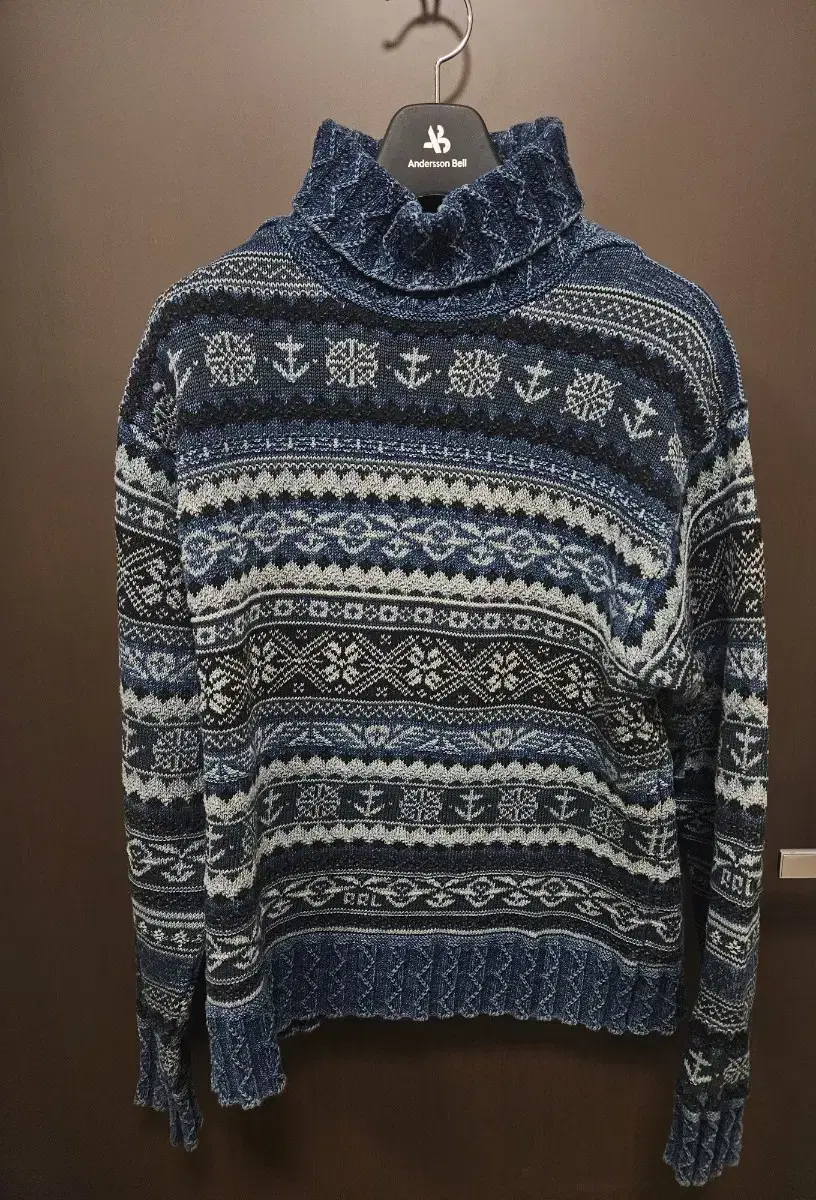 WLL Indigo Fair Isle Turtleneck Sweater M