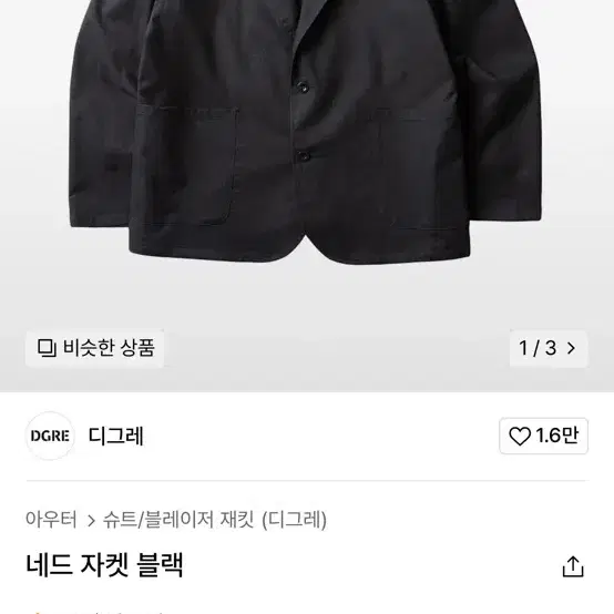 DGRE NED JACKET L사이즈 Black