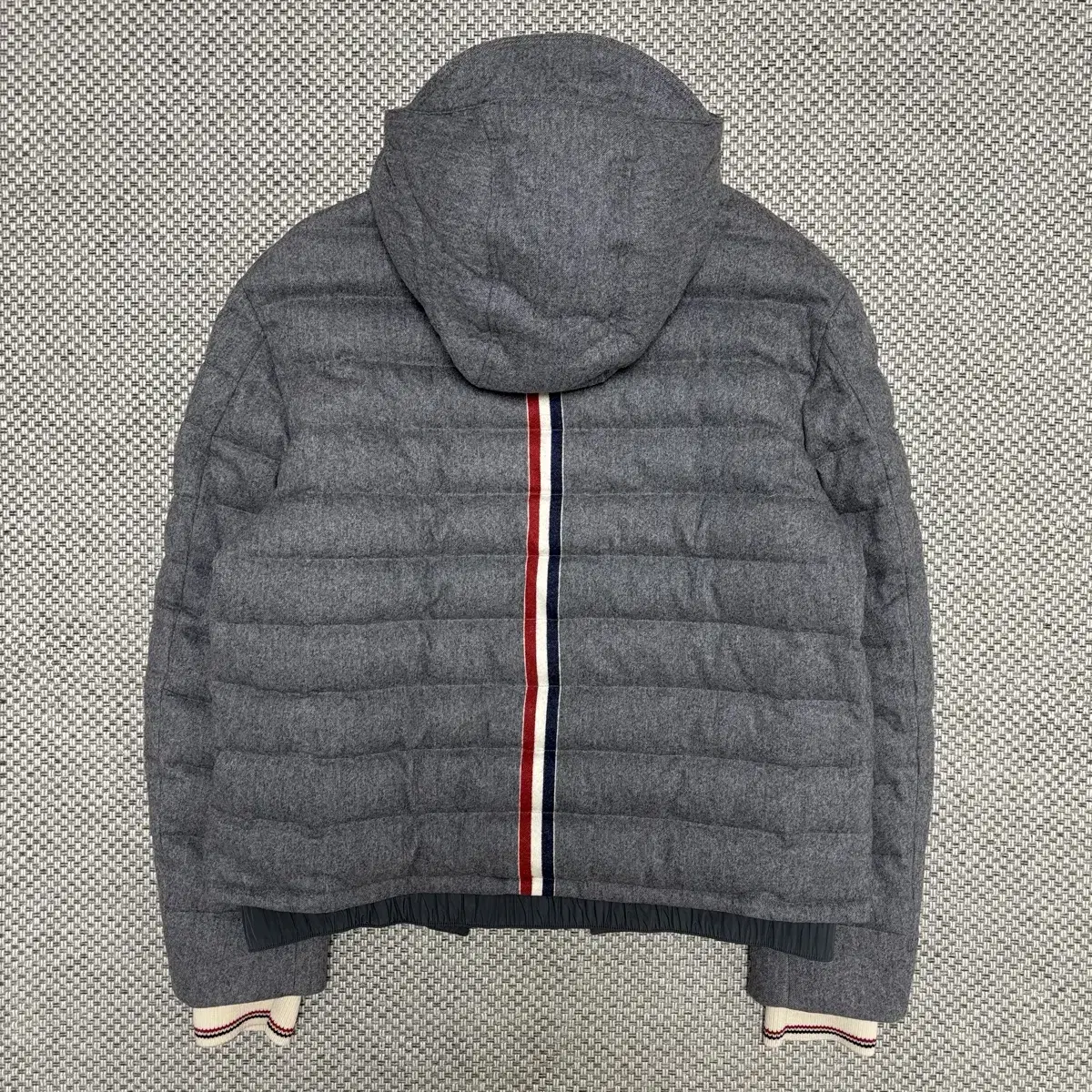 [2]Thom Browne White Three-Seam Wool Puffer Jumper