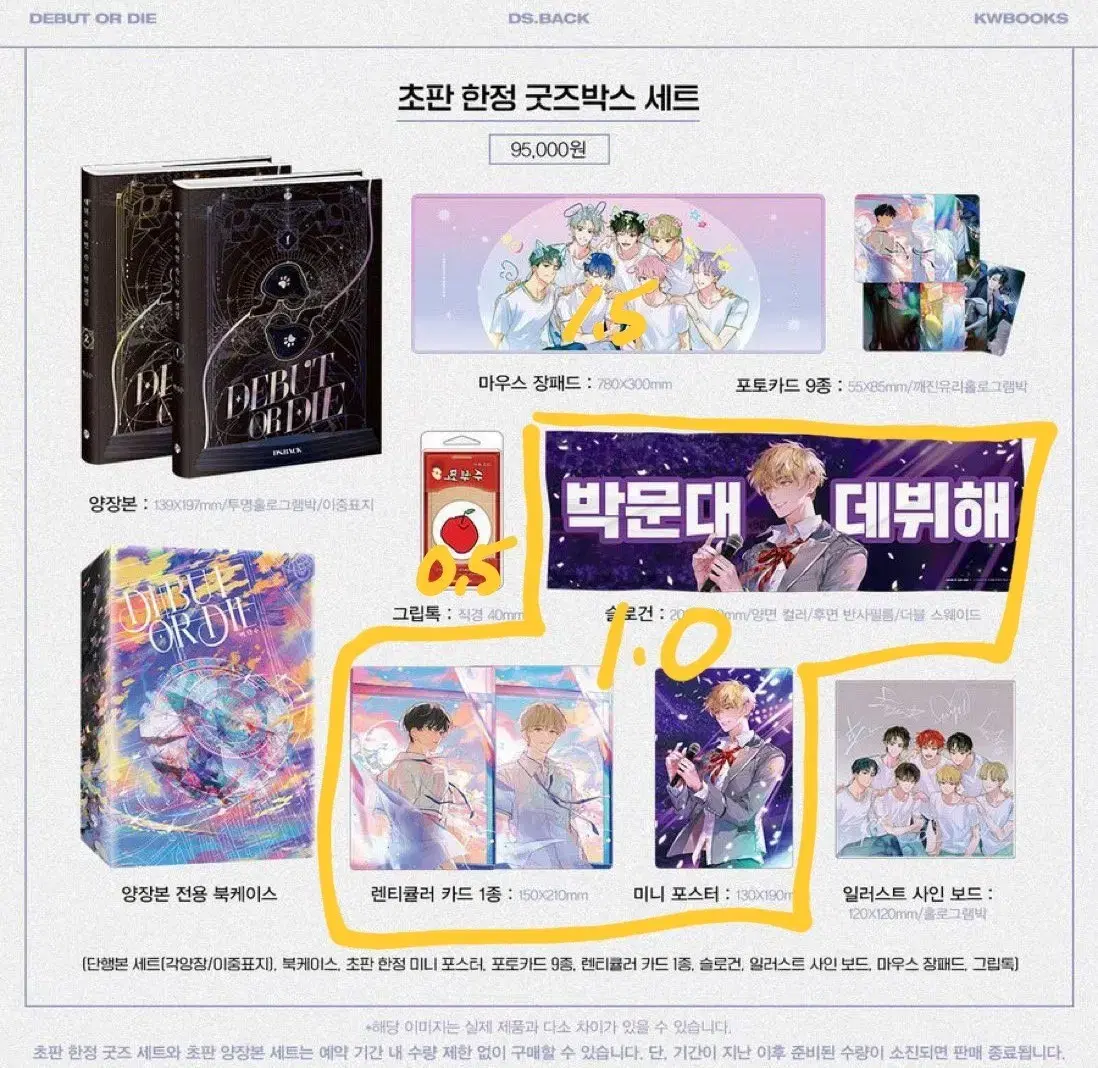 Demoducts limited to 1 piece official goods lenticular card+miniposter+slogan