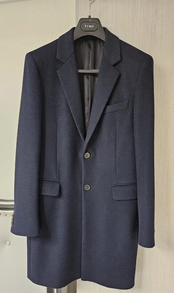 Time Homme Cashmere Blend Single Coat Dark Navy