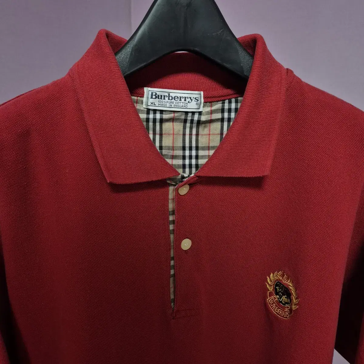 [Condition clean] Burberry laurel keum logo red long sleeve PKTi pikkei kara