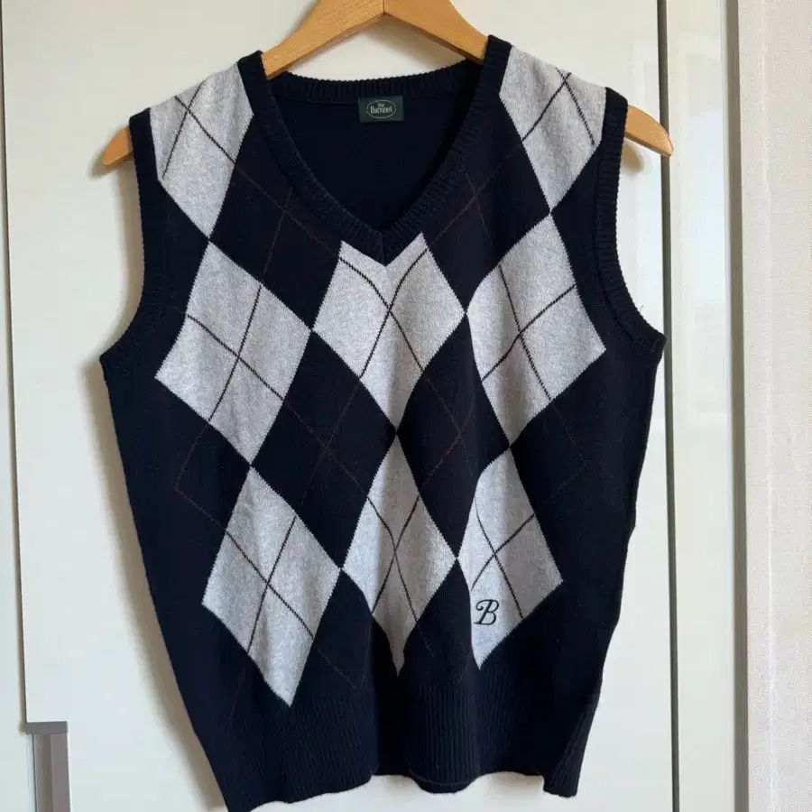 더바넷 조끼 Navy Stewart Argyle Knit Vest