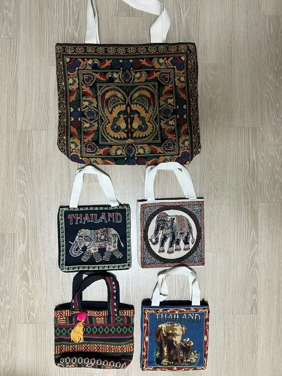 Thai Embroidery Tote Bag Shoulder Bag Oriental Elephant Cloth Bag