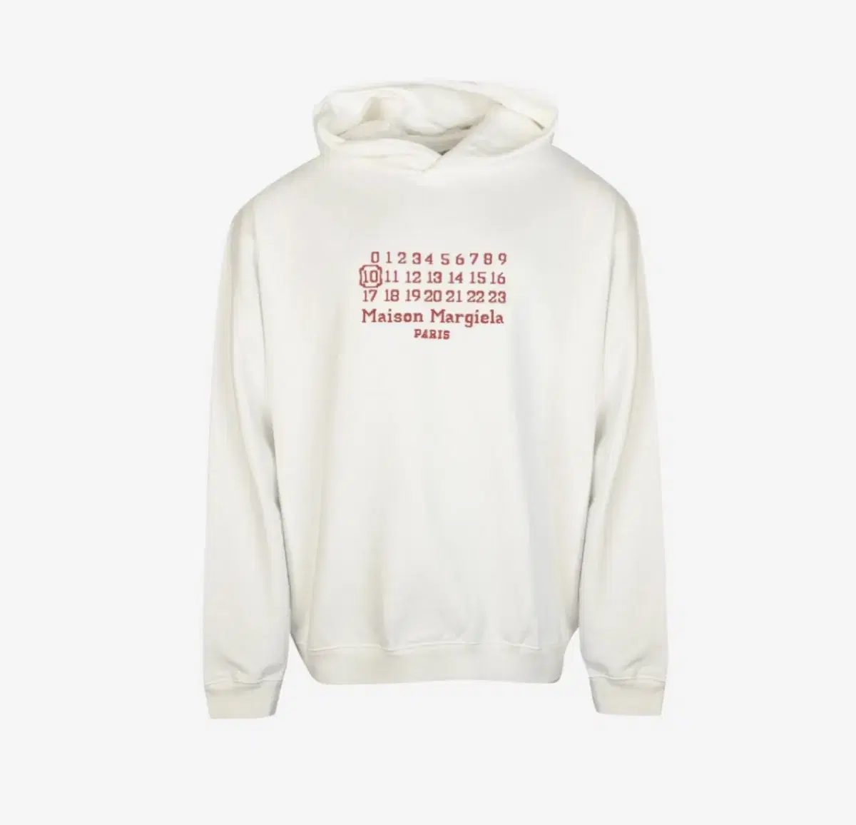 Maison Margiela Numbered Logo Embroidered Hoodie in White