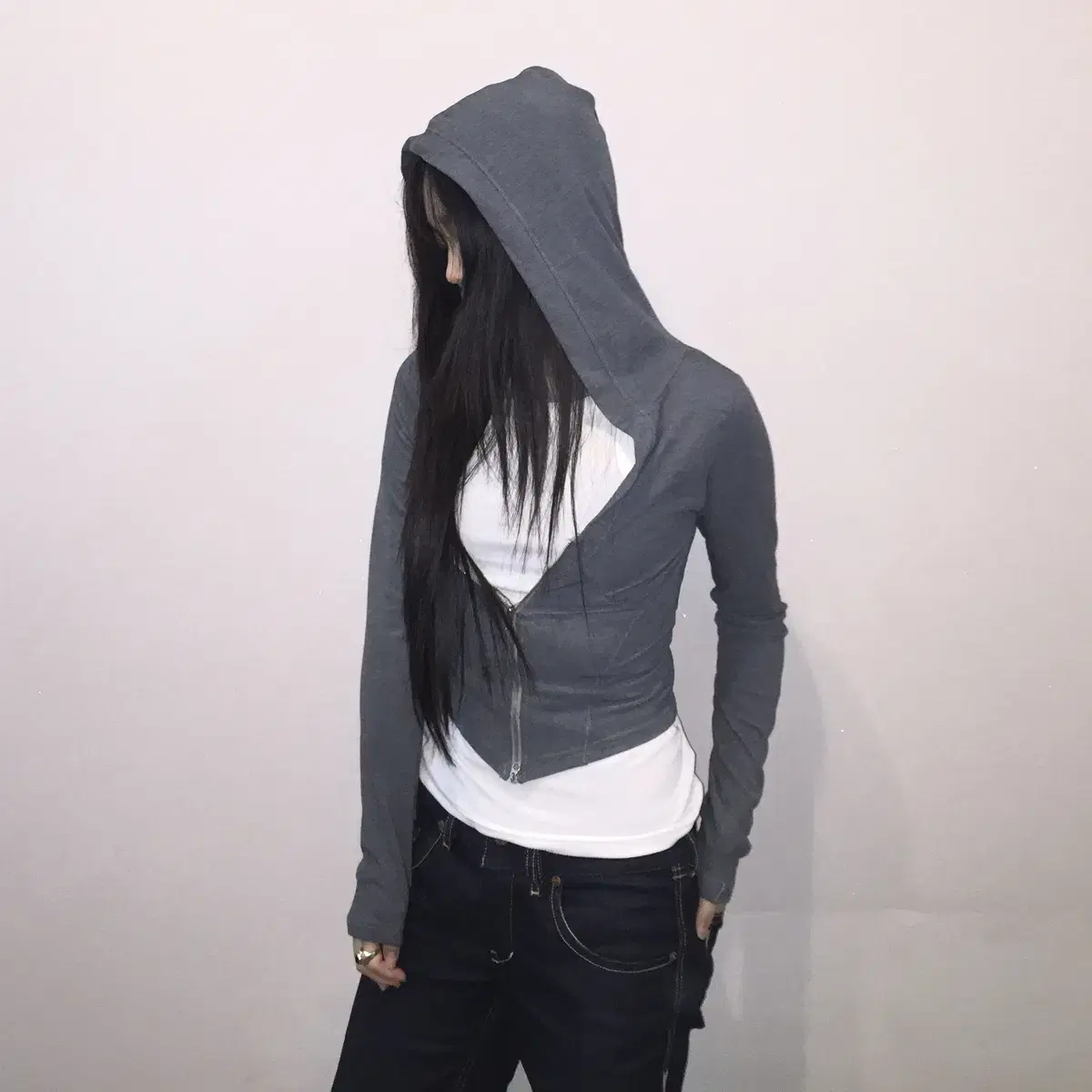 Grey corset washing hoodie