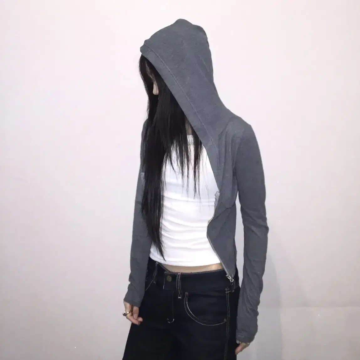 Grey corset washing hoodie