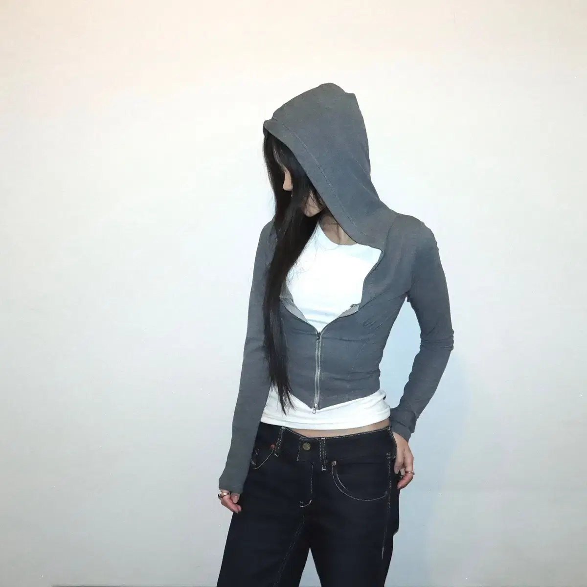 Grey corset washing hoodie