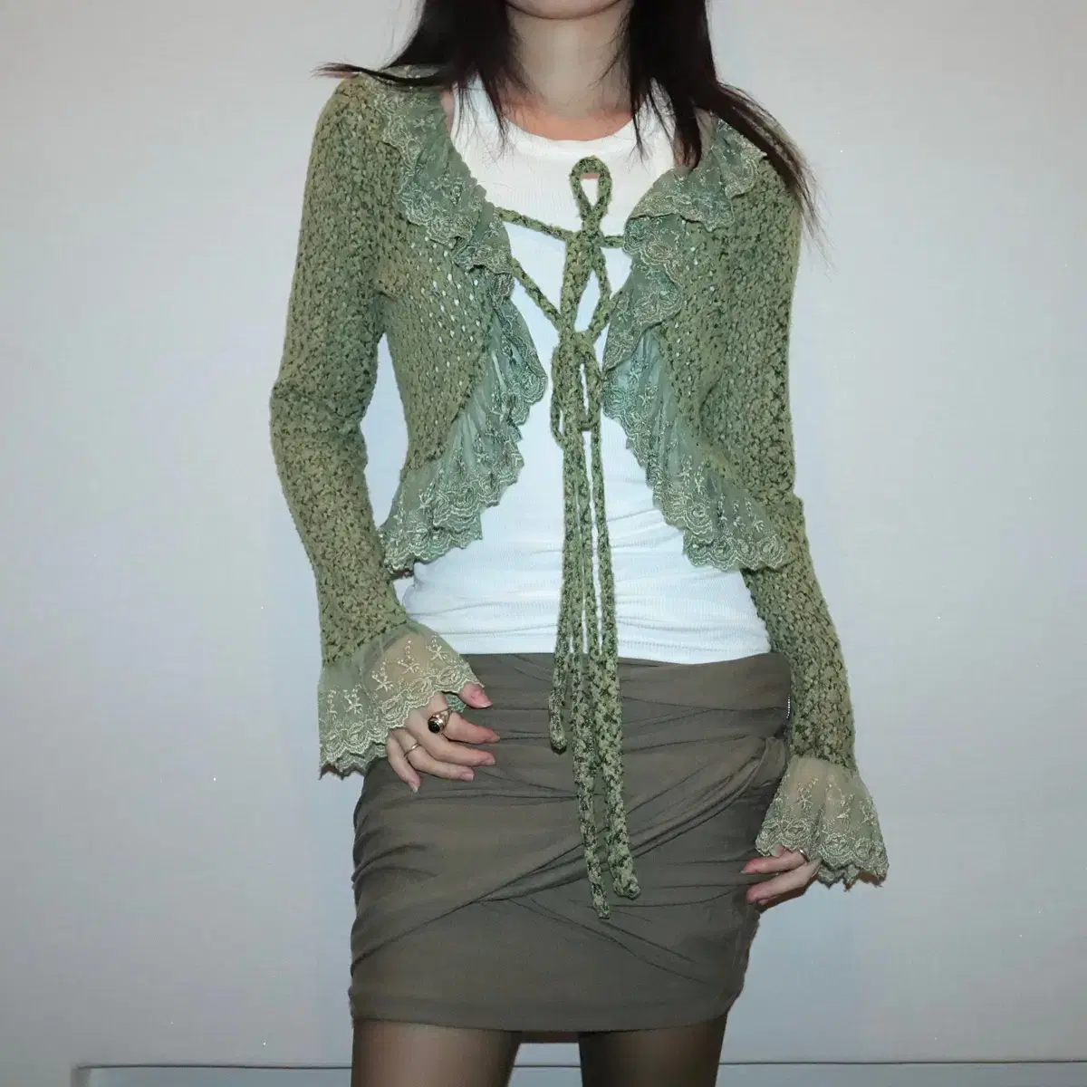 Fairy lace-up green cardigan