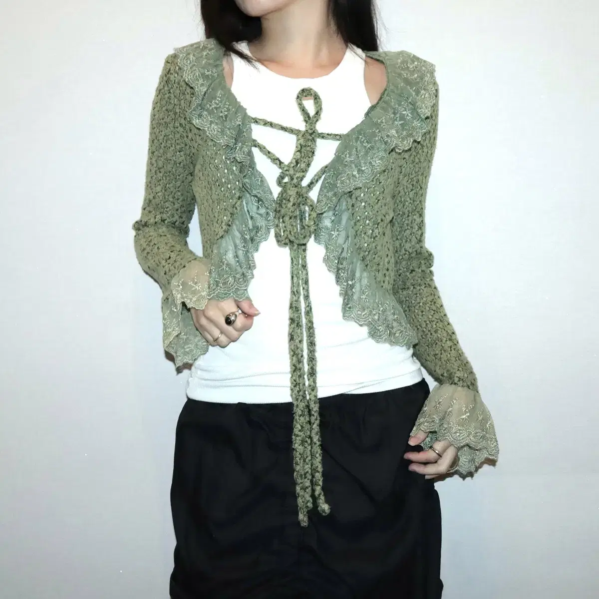 Fairy lace-up green cardigan