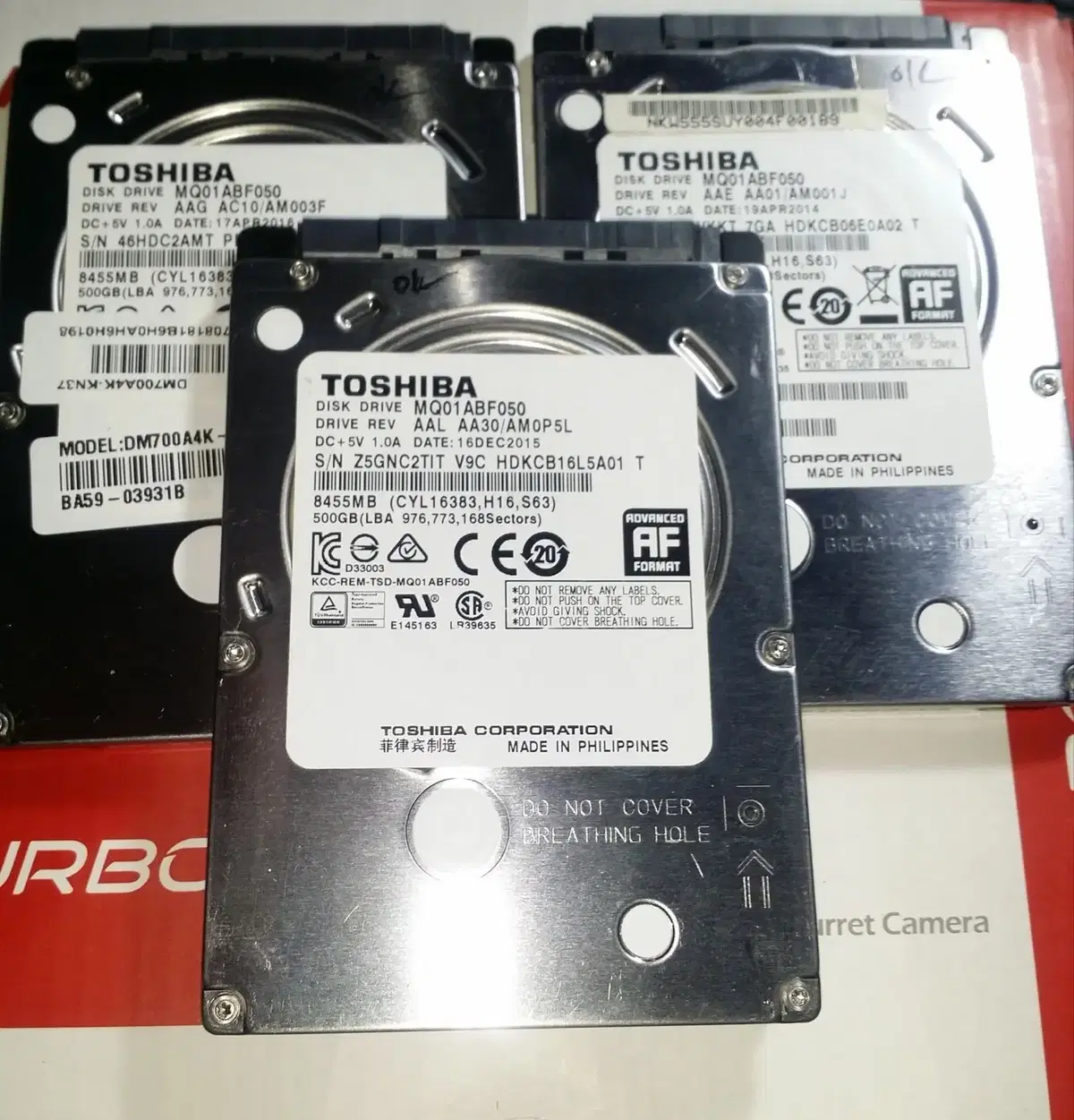 3개 일괄 MQ01ABF050 500GB 2.5인치