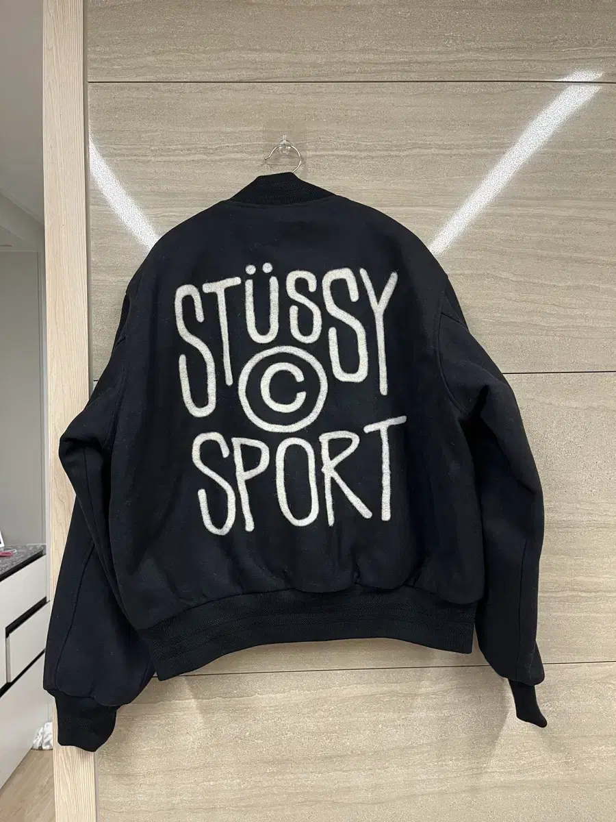 Stussy Sports Melton Varsity Jacket Black