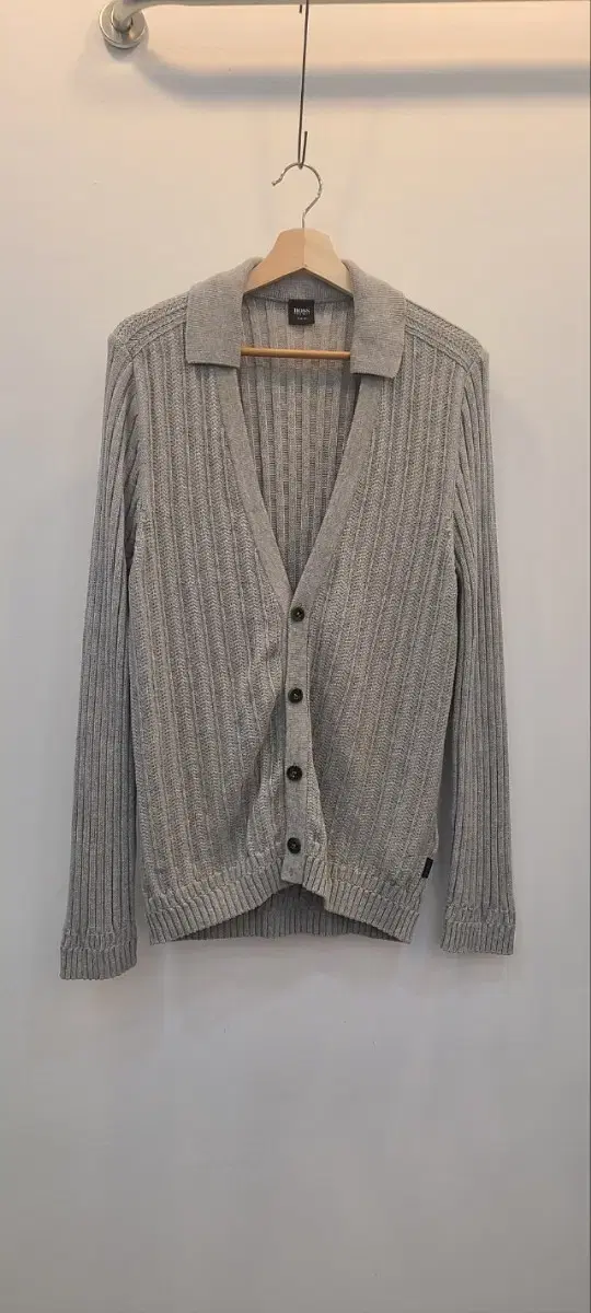 Hugo Boss Men's Grey Ribbed Cardigan