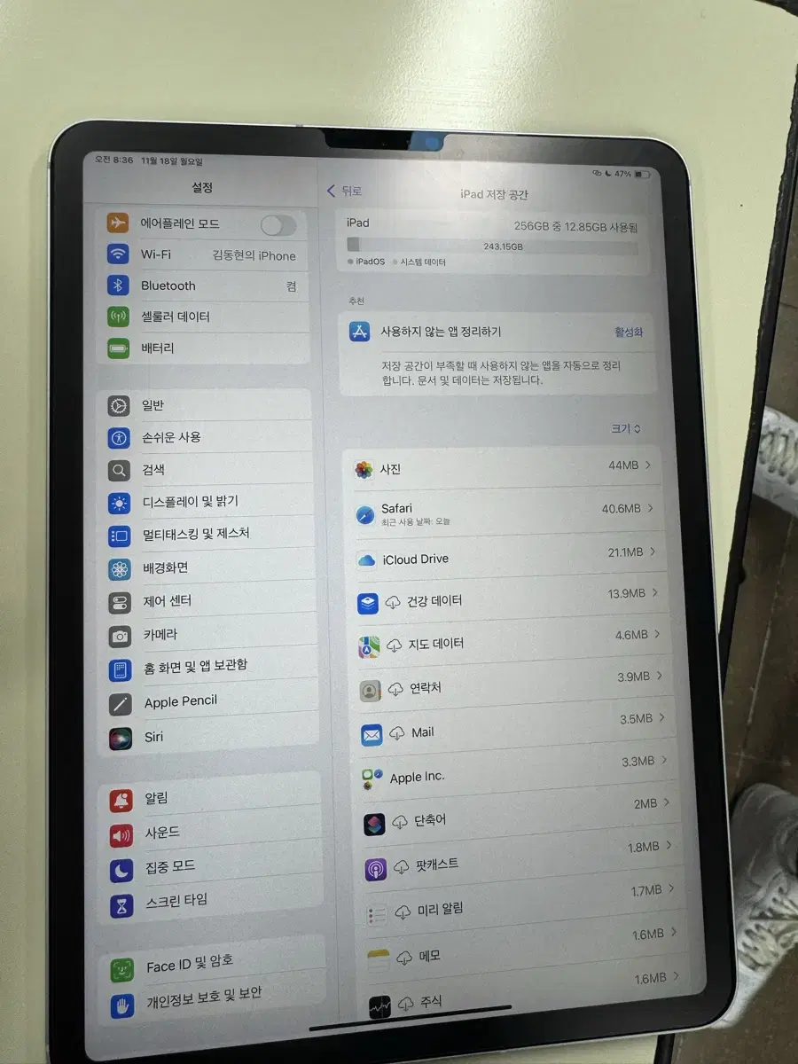 아이패드 프로 11 (1세대)256기가 셀룰러 가능 애플펜슬 포함