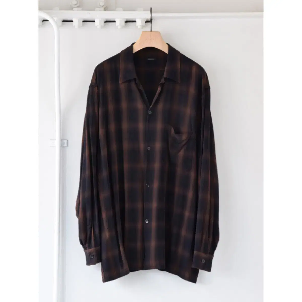 24ss comoli comoli rayon check shirt 3