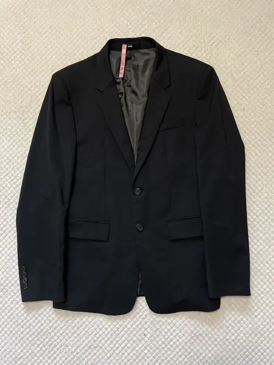 [50] System Homme 2-Button Minimalist Blazer Jacket Black (100-105)