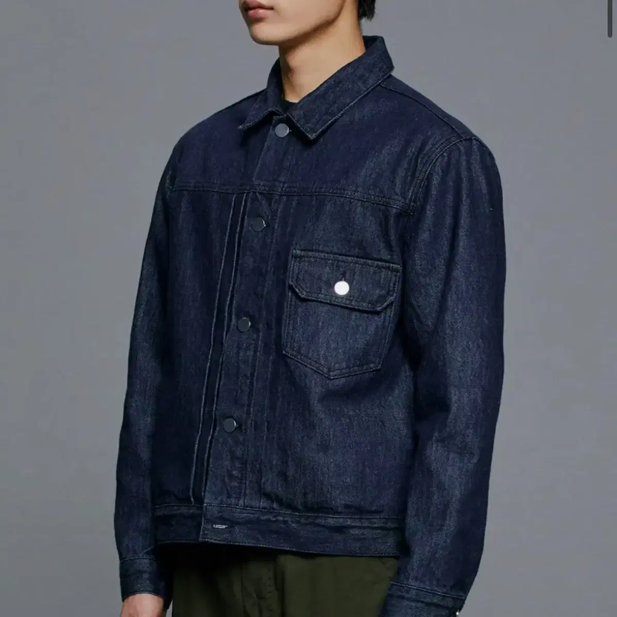 (M) Branded Denim Tucker Jeans Jacket Indigo