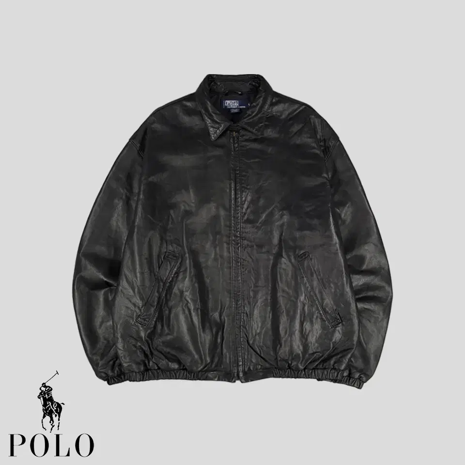 Polo Ralph Lauren Black Sheepskin Lambskin Nonpony Neck Bijo Simple Casual Minimalist Swing